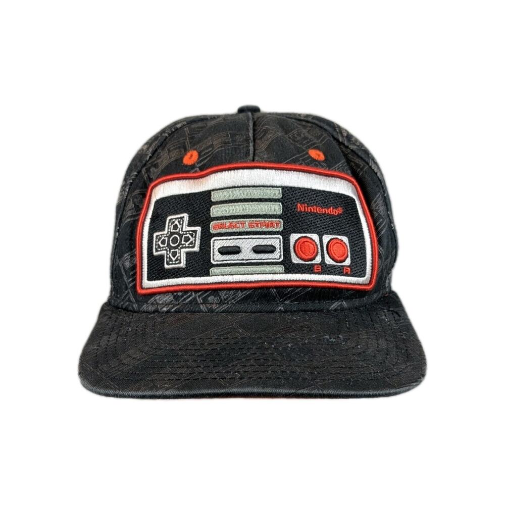Nintendo Hat Cap Snapback Adjustbale Retro Game Controller Black Gray Red Embroi